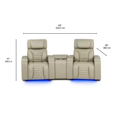 Power Modular Reclining Loveseat with Massage, Heat, and Angular Console - 3 pcs BEIGE New