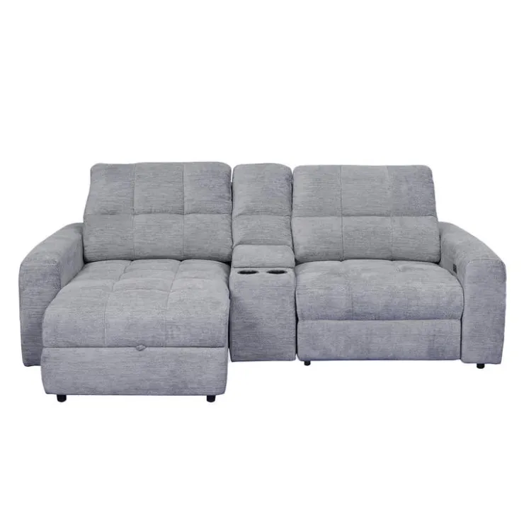 Power Modular Reclining Loveseat, Left-Side Chaise with Storage, and Console - 3 pcs Grey