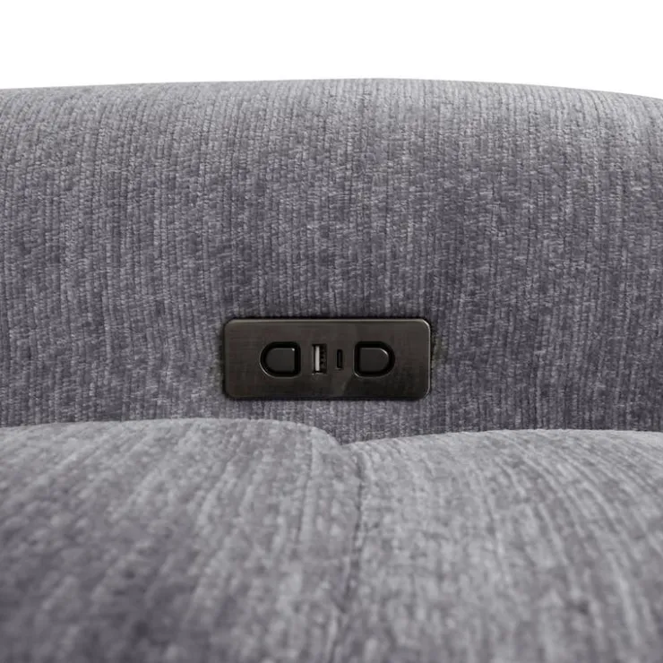 Power Modular Reclining Loveseat, Left-Side Chaise with Storage, and Console - 3 pcs Grey