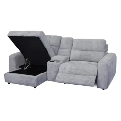 Power Modular Reclining Loveseat, Left-Side Chaise with Storage, and Console - 3 pcs Grey