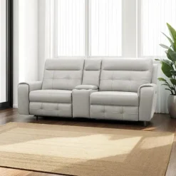 Power Modular Reclining Loveseat with Console and USB Ports - 3 pcs Beige/Light Grey Best