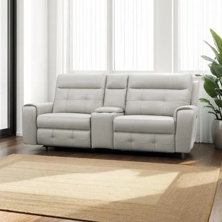 Power Modular Reclining Loveseat with Console and USB Ports - 3 pcs Beige/Light Grey Best