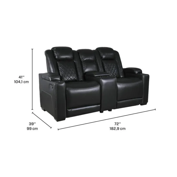Power Modular Reclining Loveseat and Console with Cup Holders - 3 pcs Black Clearance