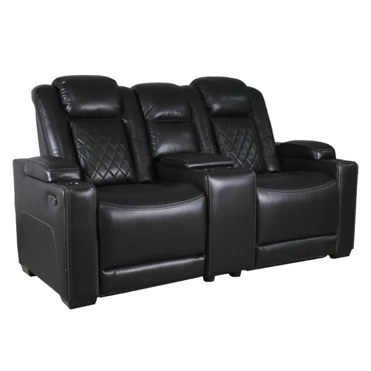Power Modular Reclining Loveseat and Console with Cup Holders - 3 pcs Black Clearance