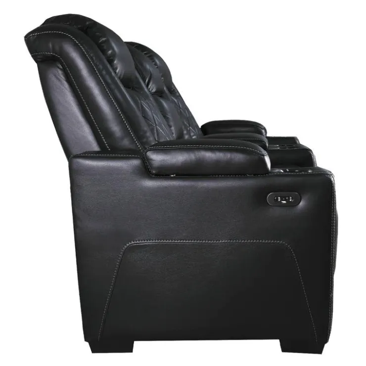 Power Modular Reclining Loveseat and Console with Cup Holders - 3 pcs Black Clearance