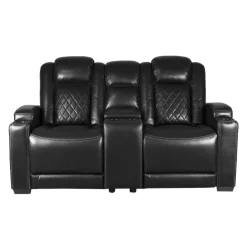 Power Modular Reclining Loveseat and Console with Cup Holders - 3 pcs Black Clearance