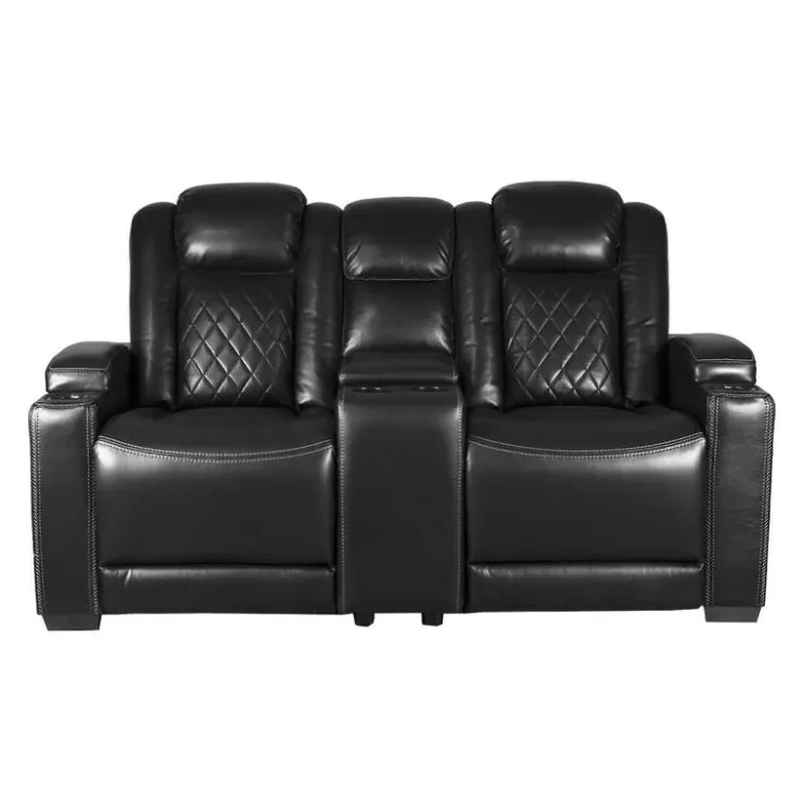 Power Modular Reclining Loveseat and Console with Cup Holders - 3 pcs Black Clearance