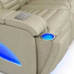 Power Modular Reclining Loveseat with Massage, Heat, and Console - 3 pcs BEIGE New