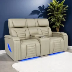 Power Modular Reclining Loveseat with Massage, Heat, and Console - 3 pcs BEIGE New