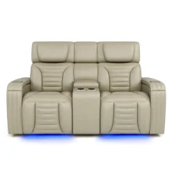 Power Modular Reclining Loveseat with Massage, Heat, and Console - 3 pcs BEIGE New