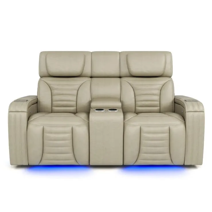 Power Modular Reclining Loveseat with Massage, Heat, and Console - 3 pcs BEIGE New