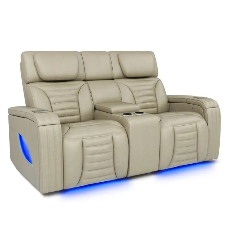 Power Modular Reclining Loveseat with Massage, Heat, and Console - 3 pcs BEIGE New