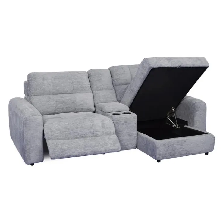 Power Modular Reclining Loveseat, Right-Side Chaise with Storage, and Console - 3 pcs Grey Sale