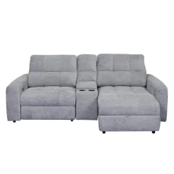Power Modular Reclining Loveseat, Right-Side Chaise with Storage, and Console - 3 pcs Grey Sale