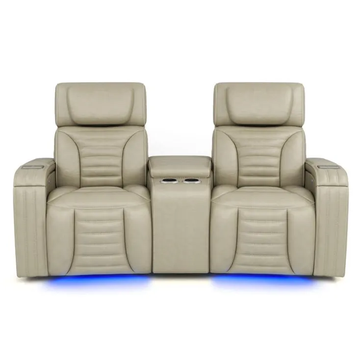 Power Modular Reclining Loveseat with Massage, Heat, and Angular Console - 3 pcs BEIGE New