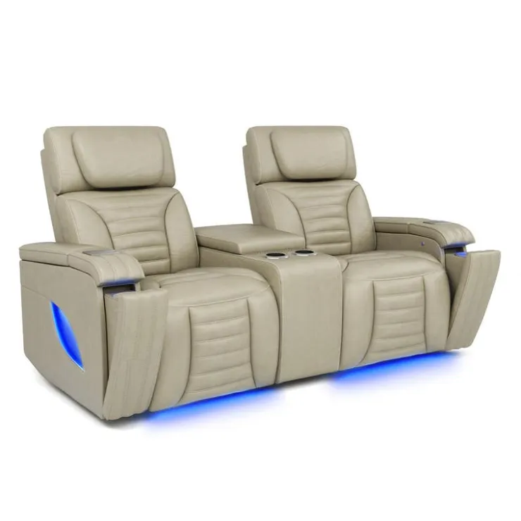 Power Modular Reclining Loveseat with Massage, Heat, and Angular Console - 3 pcs BEIGE New