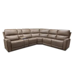 Power Modular Reclining Sectional with Console - 6 pcs Cappuccino Best