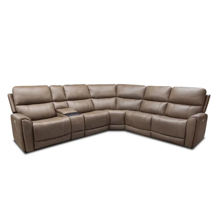 Power Modular Reclining Sectional with Console - 6 pcs Cappuccino Best