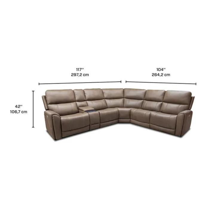 Power Modular Reclining Sectional with Console - 6 pcs Cappuccino Best