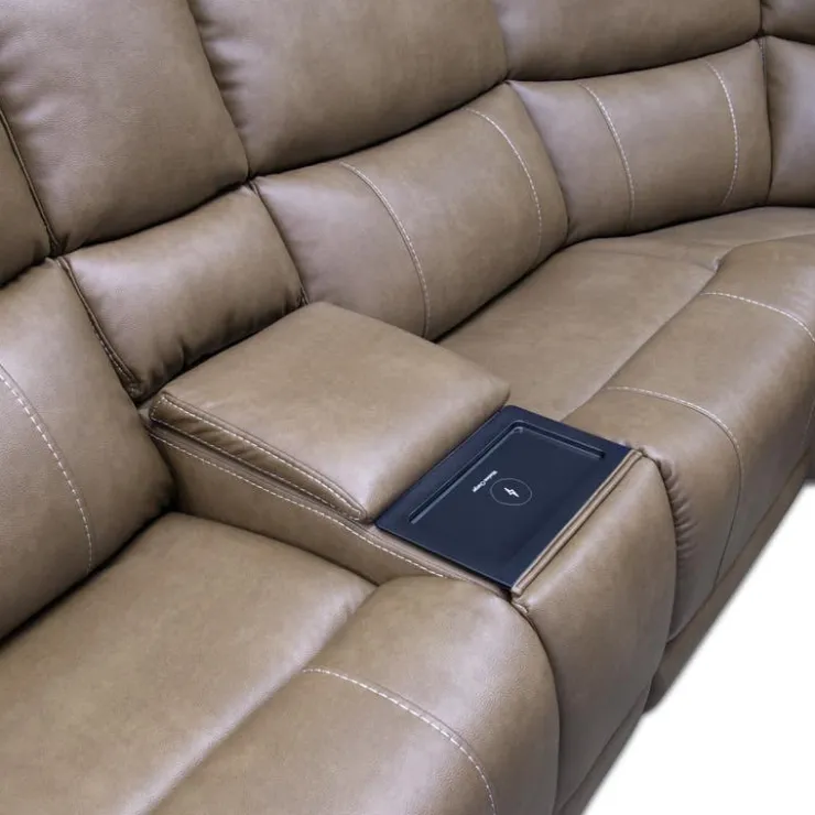 Power Modular Reclining Sectional with Console - 6 pcs Cappuccino Best