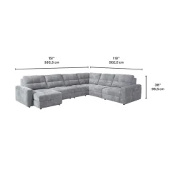 Power Modular Reclining Sectional with 2 Sliders and Left-Side Chaise with Storage - 6 pcs Grey Hot
