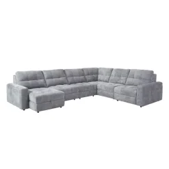Power Modular Reclining Sectional with 2 Sliders and Left-Side Chaise with Storage - 6 pcs Grey Hot