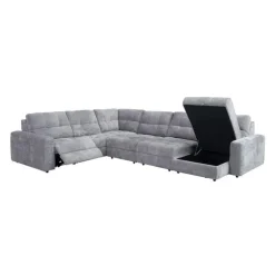 Power Modular Reclining Sectional with 2 Sliders and Right-Side Chaise with Storage - 6 pcs Grey Sale