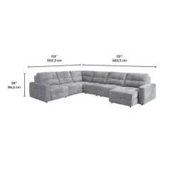 Power Modular Reclining Sectional with 2 Sliders and Right-Side Chaise with Storage - 6 pcs Grey Sale