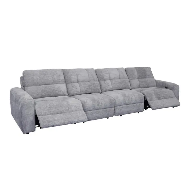 Power Modular Reclining Sofa - 4 pcs Grey Outlet