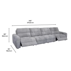 Power Modular Reclining Sofa - 4 pcs Grey Outlet