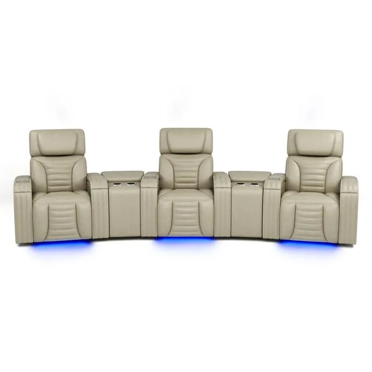 Power Modular Reclining Sofa with Massage, Heat, and Angular Consoles - 5 pcs BEIGE Clearance