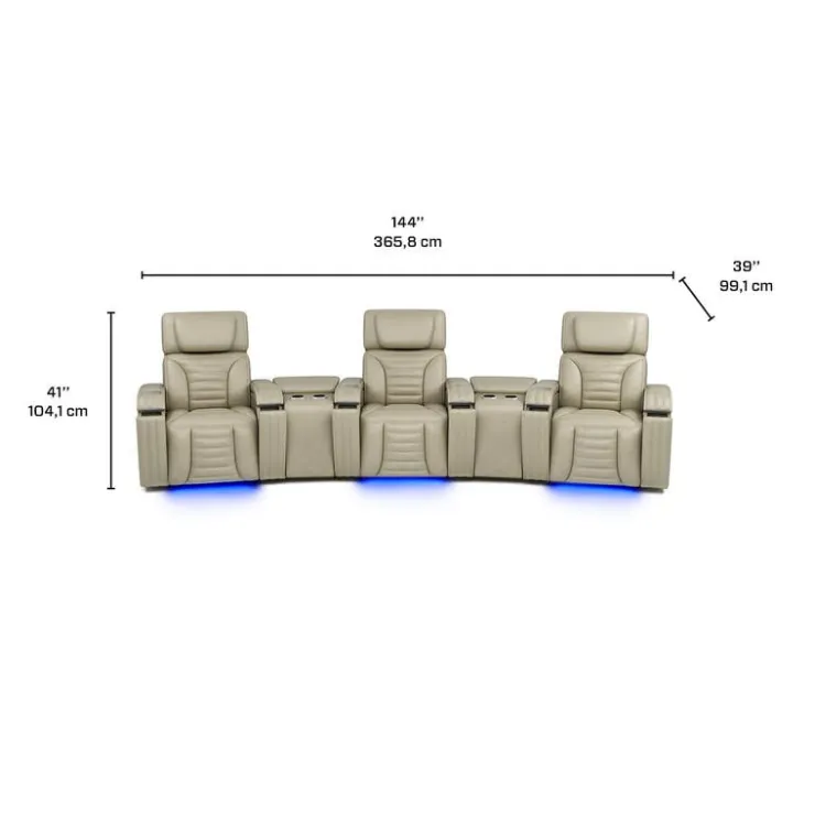 Power Modular Reclining Sofa with Massage, Heat, and Angular Consoles - 5 pcs BEIGE Clearance