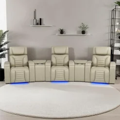 Power Modular Reclining Sofa with Massage, Heat, and Angular Consoles - 5 pcs BEIGE Clearance