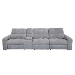 Power Modular Reclining Sofa and Console - 4 pcs Grey Best