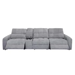 Power Modular Reclining Sofa and Console - 4 pcs Grey Best
