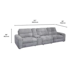 Power Modular Reclining Sofa and Console - 4 pcs Grey Best