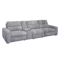 Power Modular Reclining Sofa and Console - 4 pcs Grey Best