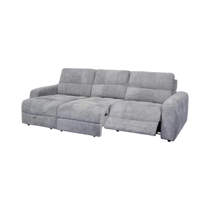 Power Modular Reclining Sofa with 1 Slider and Chaise - 3 pcs Grey Sale
