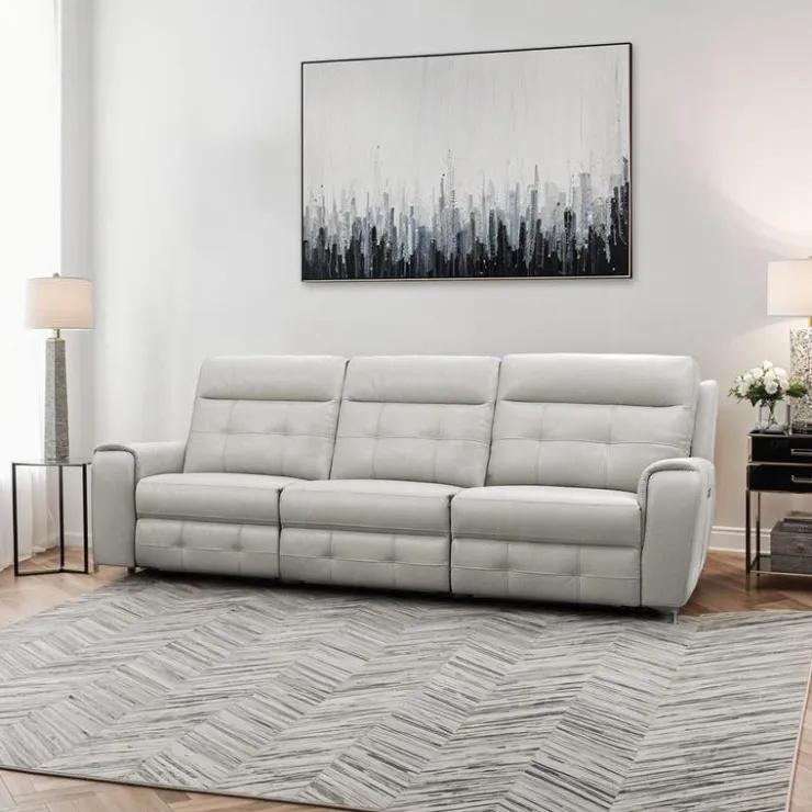 Power Modular Reclining Sofa with Fold-Down Backrest - 3 pcs Beige/Light Grey Sale