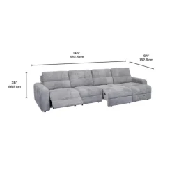 Power Modular Reclining Sectional with 1 Slider and Right-Side Chaise with Storage - 4 pcs Grey Discount