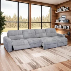 Power Modular Reclining Sectional with 1 Slider and Right-Side Chaise with Storage - 4 pcs Grey Discount