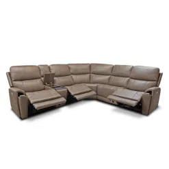 Power Modular Reclining Sectional with Console - 6 pcs Cappuccino Hot