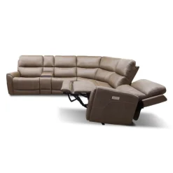 Power Modular Reclining Sectional with Console - 6 pcs Cappuccino Hot