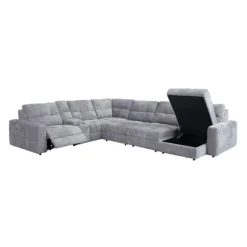 Power Modular Reclining Sectional with 2 Sliders, Right-Side Chaise with Storage, and Console - 7 pcs Grey Best