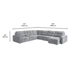 Power Modular Reclining Sectional with 2 Sliders, Right-Side Chaise with Storage, and Console - 7 pcs Grey Best