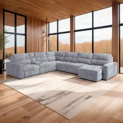 Power Modular Reclining Sectional with 2 Sliders, Right-Side Chaise with Storage, and Console - 7 pcs Grey Best