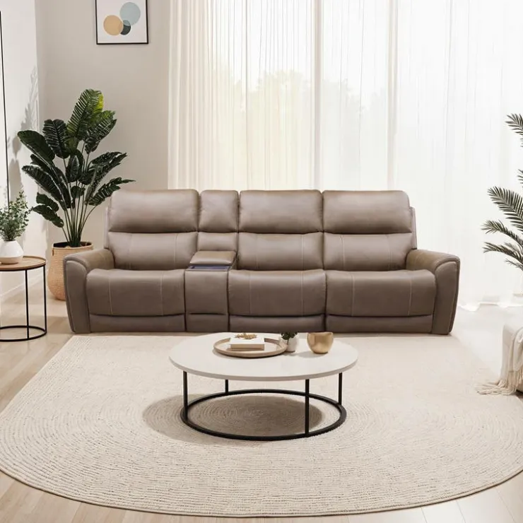 Power Modular Reclining Sofa with Console - 4 pcs Cappuccino Clearance