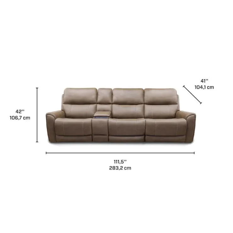 Power Modular Reclining Sofa with Console - 4 pcs Cappuccino Clearance