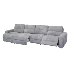 Power Modular Reclining Sectional with 1 Slider and Left-Side Chaise with Storage - 4 pcs Grey Clearance