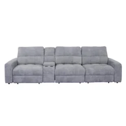 Power Modular Reclining Sofa with 1 Slider and Console - 4 pcs Grey Hot